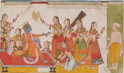 كريشنا يرحب بالسوداما ، من <em>Bhagavata Purna</em> بواسطة فنان غير معروف