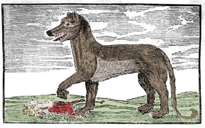 نقش La bete du Gevaudan من "تأريخ القديس جيمس" بواسطة فنان غير معروف