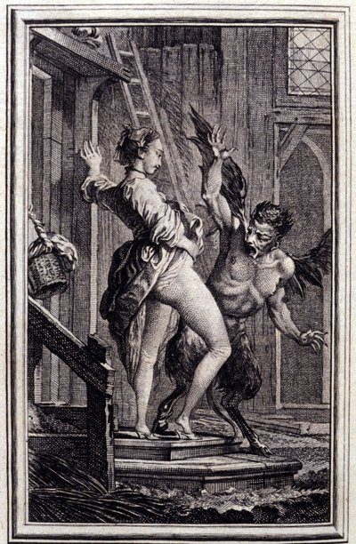 Le Diable de Papefiguiere- في "" حكايات وقصص قصيرة في الشعر "لجين لافونتين. 1762. بواسطة تشارلز أيزن