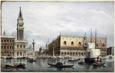 Le mole vu du canal - in “Album of the main views of Venice””, ill. by Marco Moro, ed. Gio Brizeghel, v.1840 بواسطة فنان غير معروف