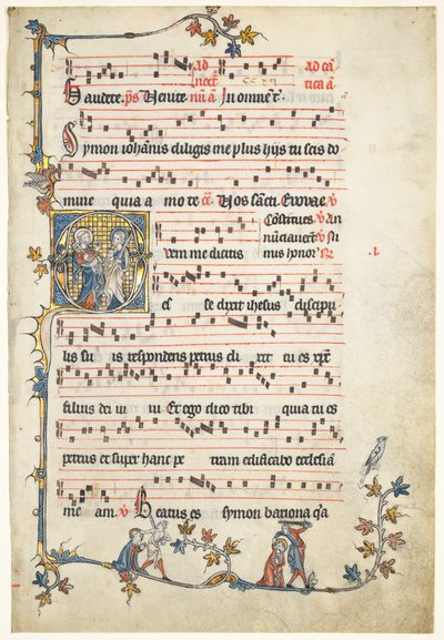 ورقة مقطوعة من Antiphonary: الأولي Q مع القديسين بطرس وبولس بواسطة فنان غير معروف