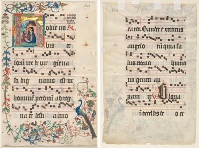 ورقة من Antiphonary: الحرف الأول مع الميلاد (وجه الصفحة) والنص (ظهر) بواسطة فنان غير معروف