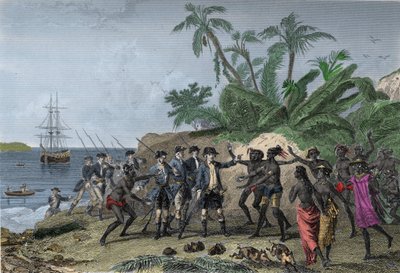 لويس أنطوان (لويس أنطوان) من بوغانفيل ، الملاح الفرنسي (1729-1811) ، مخاطبًا جزر المركيز في تاهيتي ، 6 أبريل بواسطة فنان غير معروف