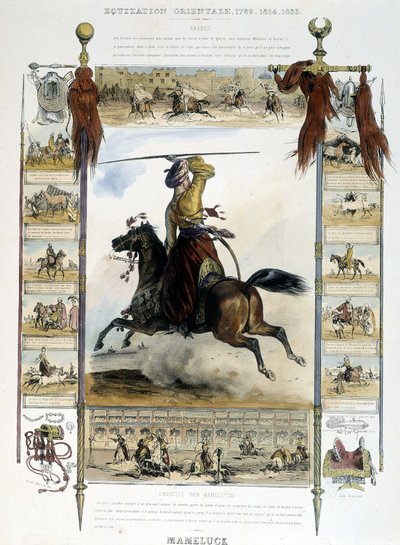 Mameluck (Eastern Horse Riding) - in “” Picturesque History of Ancient and Modern Horseback Riding”” by Charles Aubry بواسطة فنان غير معروف
