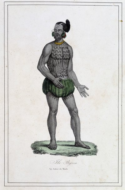 Man of Byron Islands with tattoos (Polynesia) - in “The different peoples of the earth” by Abbe Paul Jonhanneaud, Librairie des Bons livres بواسطة فنان غير معروف