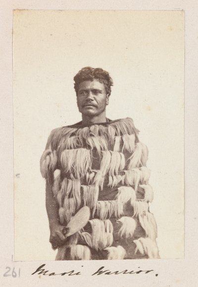 محارب ماوري، ج. 1876 (صورة فوتوغرافية بالأبيض والأسود) بواسطة فنان غير معروف