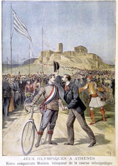 الفائز بسباق فيلوسيبيديك في الألعاب الأولمبية في أثينا - في "" Le Petite Journal "في 26/04/1896 بواسطة فنان غير معروف