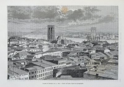 نيويورك وجسر بروكلين قيد الإنشاء - في "" الجولة العالمية "، الفصل الثاني. 1881 بواسطة فنان غير معروف