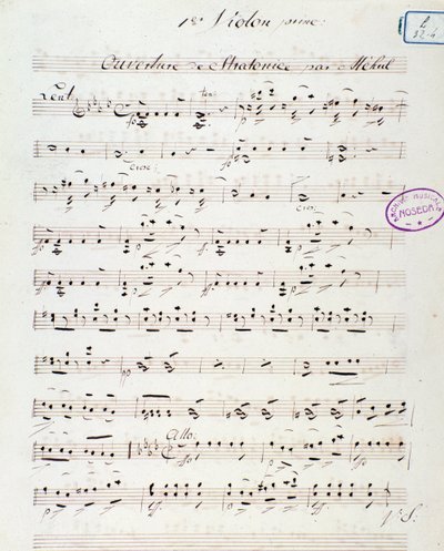 الصفحة الافتتاحية لأوبرا ستراتونيسي لميهول (1792) بواسطة فنان غير معروف