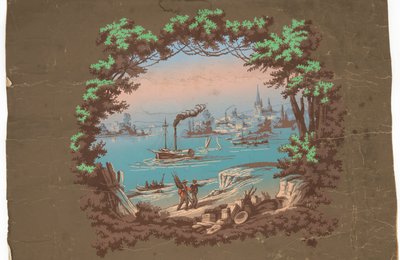 Overdoor مع Harbour Scene بواسطة فنان غير معروف