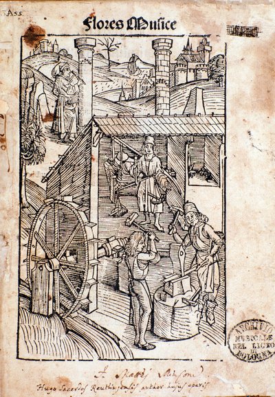 Page from Flore musices, study on gregorian chant by Hugo von Reutlingen بواسطة فنان غير معروف