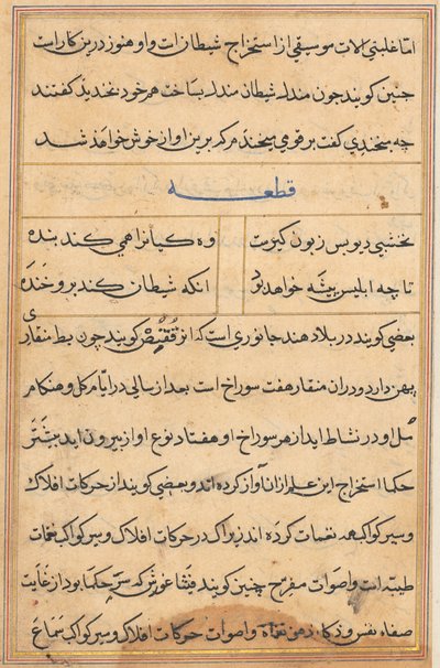 صفحة من حكايات ببغاء (توتي-ناما): صفحة نصية بواسطة فنان غير معروف