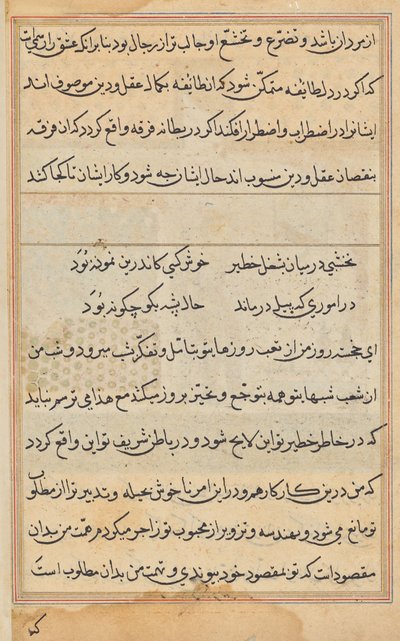 صفحة من حكايات ببغاء (توتي-ناما): صفحة نصية بواسطة فنان غير معروف