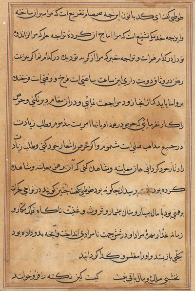 صفحة من حكايات ببغاء (توتي-ناما): صفحة نصية بواسطة فنان غير معروف