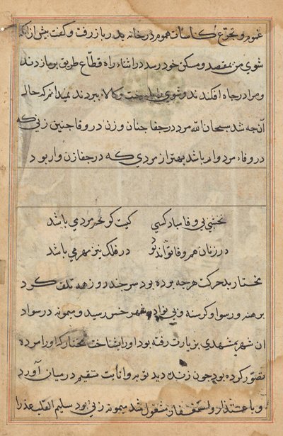 صفحة من حكايات ببغاء (توتي-ناما): صفحة نصية بواسطة فنان غير معروف