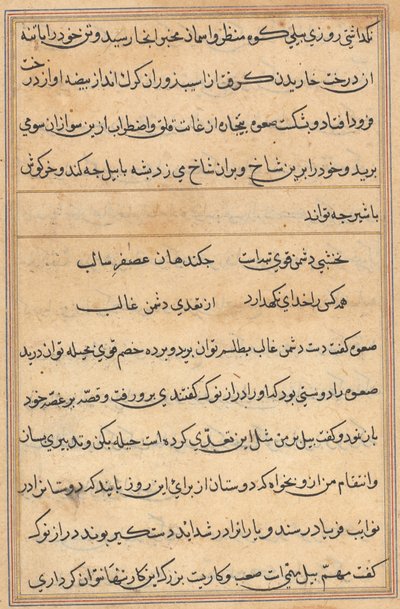 صفحة من حكايات ببغاء (توتي-ناما): صفحة نصية بواسطة فنان غير معروف