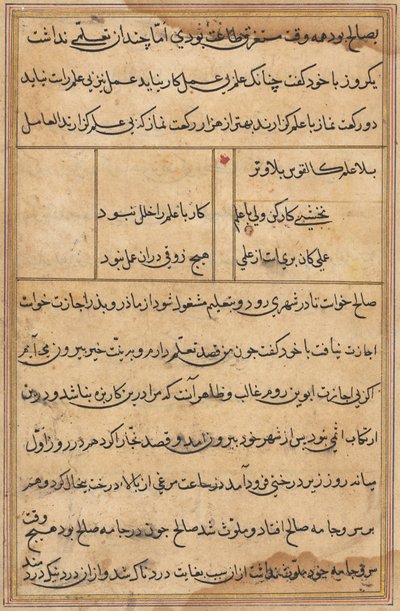 صفحة من حكايات ببغاء (توتي-ناما): صفحة نصية بواسطة فنان غير معروف