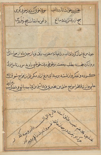 صفحة من حكايات ببغاء (توتي ناما): صفحة النص بواسطة فنان غير معروف