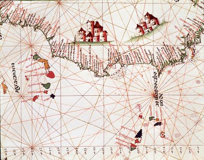 Page of a marine draft representing the islands of Cape Verde, the Canary Islands بواسطة فنان غير معروف
