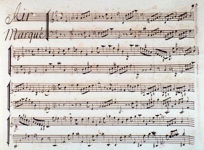 صفحة النتيجة الموسيقية لـ Castor et Pollux ، مأساة غنائية لرامو (1737) بواسطة فنان غير معروف