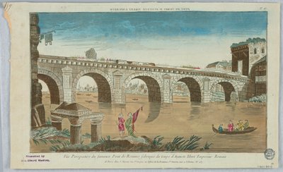 عرض زقزقة ، عرض منظور من الشهير Pont de Remino Fabriquee du Temps d'Auguste Tibert الإمبراطور الروماني ، رقم 17 بواسطة فنان غير معروف