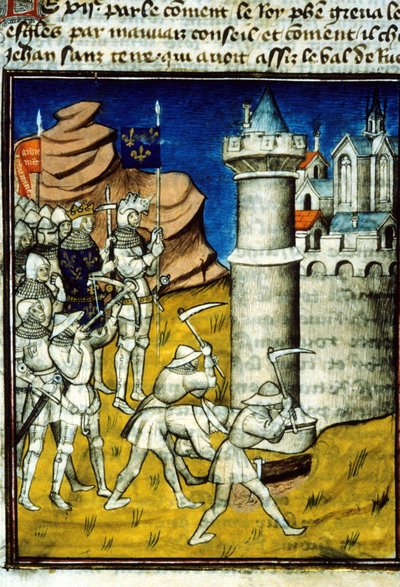 Philip II Auguste (1165-1223) a Chinon - Miniature in “” Grandes chronicles de Saint-Denis””, late 14th century. (ref. 512, 237r) Application for authorization to the Bibliotheque Municipale de Toulouse (tel: 05 62 27 66 66) بواسطة فنان غير معروف