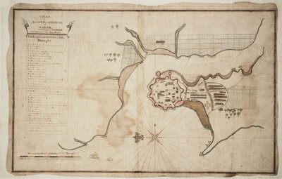 مخطط لبلدة وقلعة غاريا، حوالي عام 1755 (حبر، ألوان مائية) بواسطة فنان غير معروف