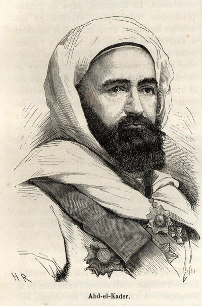 Portrait of Abd - El - Kader (Abd El-Kader) (Abd El Kader) (1807 - 1883). بواسطة فنان غير معروف