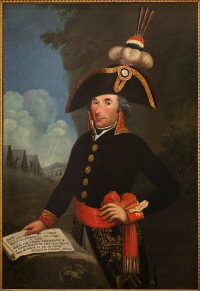 صورة لأندريه ماسينا (1758-1817 ، دوق ريفولي وأمير إسلنغ ، ماريشال الإمبراطورية) ، مرتديًا زي الفرقة العامة. لوحة مجهولة ، زيت على قماش 1796 ، صورة شخصية بواسطة فنان غير معروف
