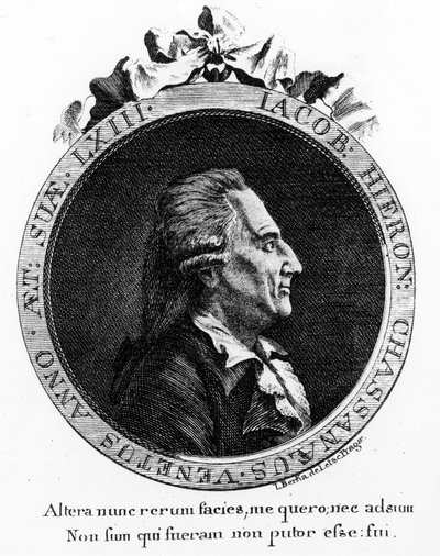 صورة لكازانوفا (1725 - 1798) - صورة في مقدمة الكتاب ، في "" تاريخ هروبي من سجون جمهورية البندقية "" ، كتبت إلى دوكس في بوهيميا بواسطة فنان غير معروف