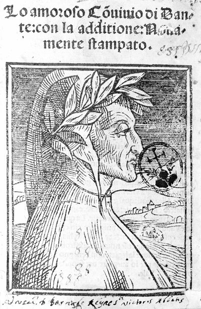 صورة لدانتي أليغيري (1265 - 1321) شاعر إيطالي. واجهة "Il Convivio" " بواسطة فنان غير معروف