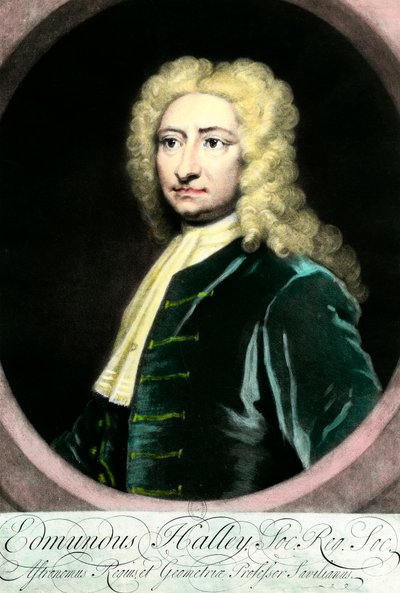 صورة إدموند (إدموند) هالي (1656-1742) ، عالم الفلك البريطاني "نقش مجموعة القرن الثامن عشر Particuliere بواسطة فنان غير معروف