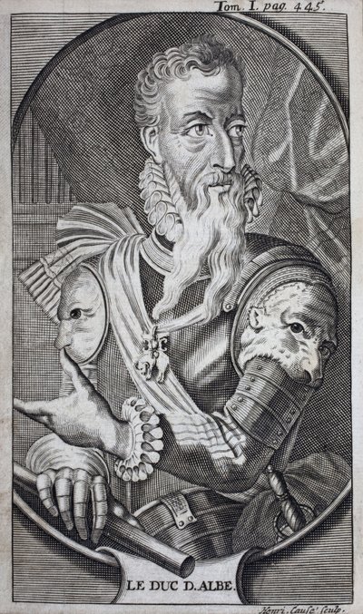 صورة لفرديناند ألفاري دي توليدو (1507-1582) دوق ألبا الثالث ، دوق هويسكار ، وماركيز كوريا ، وكونت سالفاتيرا ، ونائب ملك نابولي (إيطاليا) ، وحاكم هولندا (هولندا). نقش لتوضيح "تاريخ ر بواسطة فنان غير معروف