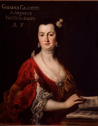 صورة جيوفانا جاسباريني (1717-؟) المطربة الإيطالية لوحة مجهول. القرن ال 18. بولونيا ، متحف ببليوغرافي موسيقي مدني. بواسطة فنان غير معروف