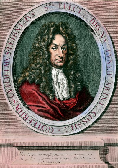 صورة لجوتفريد فيلهلم ليبنيز (1646-1716) فيلسوف وعالم رياضيات ألماني. نقش القرن الثامن عشر. مجموعة خاصة بواسطة فنان غير معروف