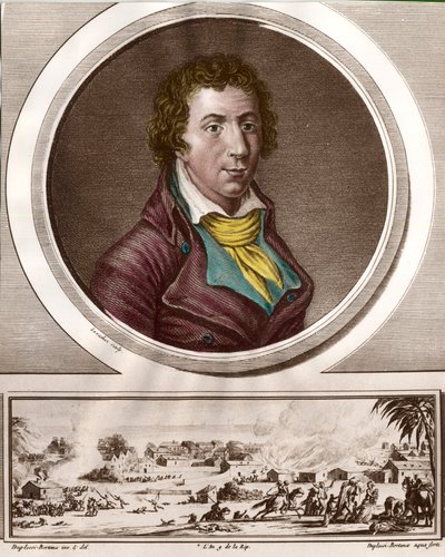 صورة جاك بيير بريسو دي وارفيل (1754 - 1793) ، صحفي وسياسي فرنسي. أسس جمعية أصدقاء السود ، مؤيدًا لإلغاء العبودية. نقش القرن الثامن عشر. مجموعة خاصة. بواسطة فنان غير معروف