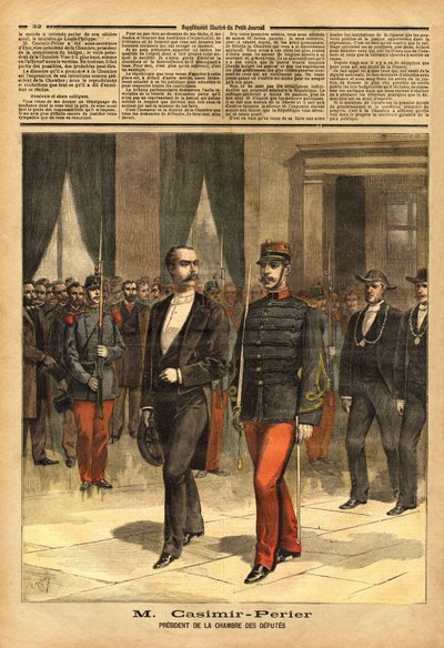 صورة جان كازيمير بيرييه (كازيمير بيرييه ، كازيمير بيرييه ، كازيمير بيرييه) (1847-1907) ، الرئيس الجديد لغرفة المندوبين. نقش في "" مجلة Le petit "" 28/01/1893. مجموعة سيلفا. بواسطة فنان غير معروف