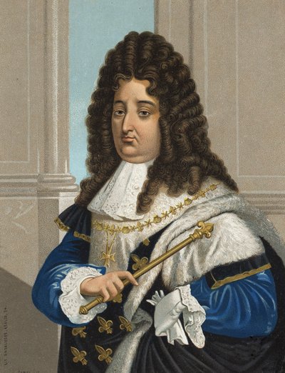 صورة لويس الرابع عشر (1638 - 1715) ، ملك فرنسا. بعد "" مشاهير الرجال والنساء "". برشلونة 1877. بواسطة فنان غير معروف