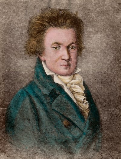 Portrait of Ludwig van Beethoven (1770 - 1827), German composer. Engraving of the 19th century. Private collection. بواسطة فنان غير معروف
