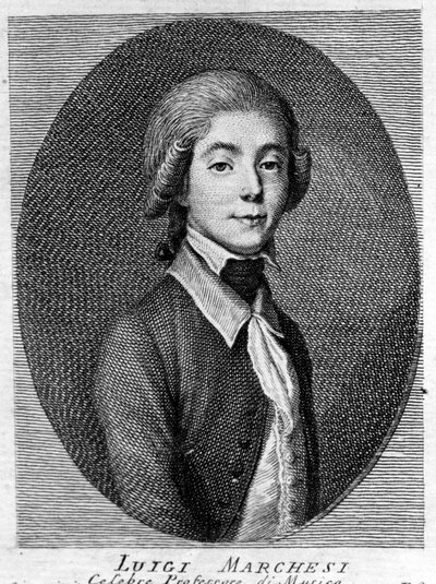 صورة لويجي مارشيسي (1754 - 1829) تُعرف أيضًا باسم مارشيسيني ، المخصي الإيطالي. بواسطة فنان غير معروف