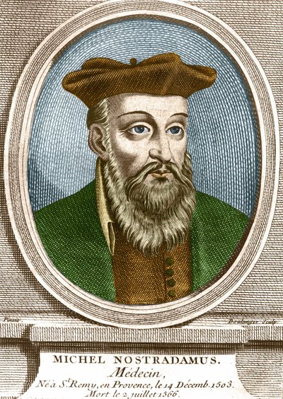 صورة ميشيل نوستراداموس ، طبيب ، ني à Saint Remy de Provence (Saint-Remy-de-Provence) في 14/12/1503 وتوفي في 02/07/1566. نقش القرن التاسع عشر. بواسطة فنان غير معروف