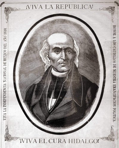 صورة ميغيل هيدالغو إي كوستيلا (1753 - 1811) ، كاهن مكسيكي (في عام 1810 أعلن استقلال بلاده). نقش على شرفه في نهاية القرن التاسع عشر. بواسطة فنان غير معروف