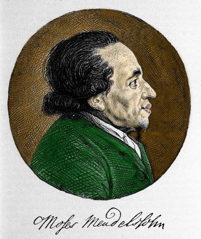 صورة لموسى (موسى) مندلسون (1729 - 1786) ، الفيلسوف والمؤسس الحقيقي لليهودية الحديثة. جد الموسيقار فيليكس مندلسون. بواسطة فنان غير معروف