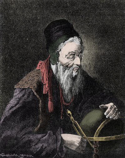 صورة لنوستراداموس ، ميشيل دي نوتردام (1503-1566) عالم المنجم والطبيب الفرنسي - نقش القرن التاسع عشر بواسطة فنان غير معروف