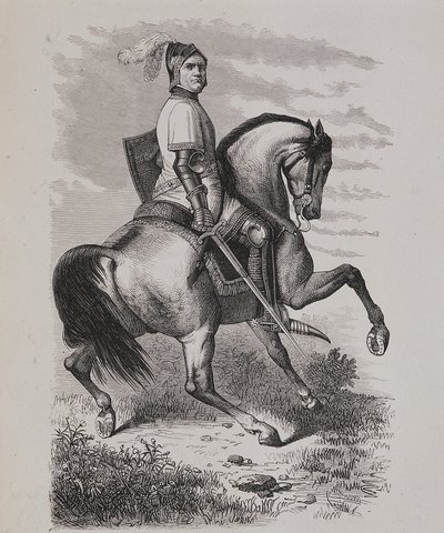 صورة لأوليفييه الخامس دي كليسون (1336-1407) (الجزار) على ظهور الخيل ، بناءً على لوحة رسمها متحف فرساي بواسطة فنان غير معروف