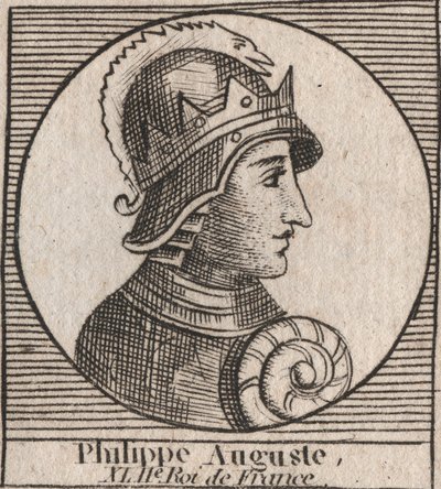 صورة لفيليب الثاني ديت فيليب أوغست (1165-1223) - فيليب أوغسطس الثاني (1165-1223) ملك فرنسا - نقش من "" Instruction sur l'Histoire de France "" بقلم تشارلز كونستانت لو تيلير 1821 بواسطة فنان غير معروف