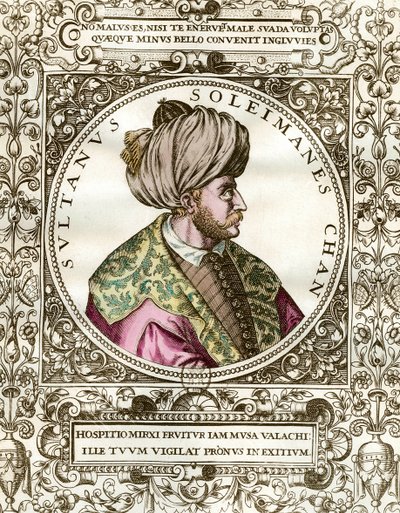 Portrait of Soliman the Magnificent (1494 - 1566) Sultan Ottoman. Engraving of the 16th century. Private collection. بواسطة فنان غير معروف