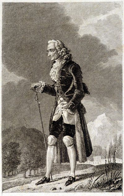 صورة لفولتير (1694 - 1778) ، كاتب وفيلسوف فرنسي ، عجوز. بواسطة فنان غير معروف