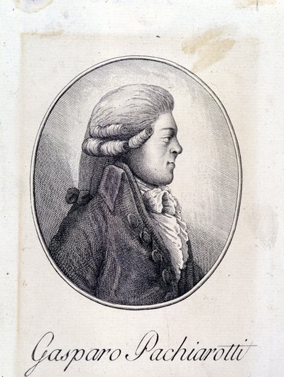 صورة للمخصي الإيطالي جاسبارو باكشيروتي (باتشياروتي) (1740 - 1821). نقش القرن التاسع عشر. بواسطة فنان غير معروف