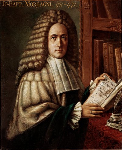 صورة الطبيب وعالم التشريح (جيوفاني باتيستا) (جيوفان باتيستا) جيامباتيستا مورغاني (1683-1771) (يوحنا المعمدان) مؤسس علم التشريح المرضي رسم مجهول من القرن الثامن عشر ، جامعة بادوا ، إيطاليا بواسطة فنان غير معروف